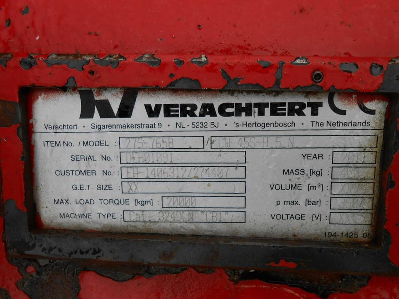 Quick coupler for Construction machinery Verachtert CAT 324D: picture 2