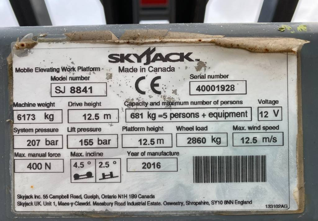 Scissor lift SkyJack SJ8841 RT Diesel 4x4 Scissor Work Lift 1430cm: picture 10