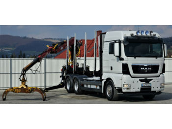 MAN TGX 33.540 Holztransporter + Kran Topzustand 6x4  - Forestry trailer