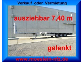 Meusburger 3 Achs Tele  Auflieger, 7,40 m ausziehbar, gelen  - Semi-trailer