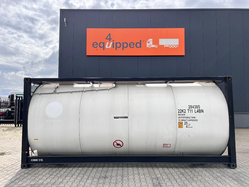 New Storage tank CIMC tankcontainers TOP: ONE WAY/NEW 20FT ISO tankcontainer, 25.000L/1-comp., L4BN, UN Portable, T11, steam heating, bottom discharge, more availabl: picture 2