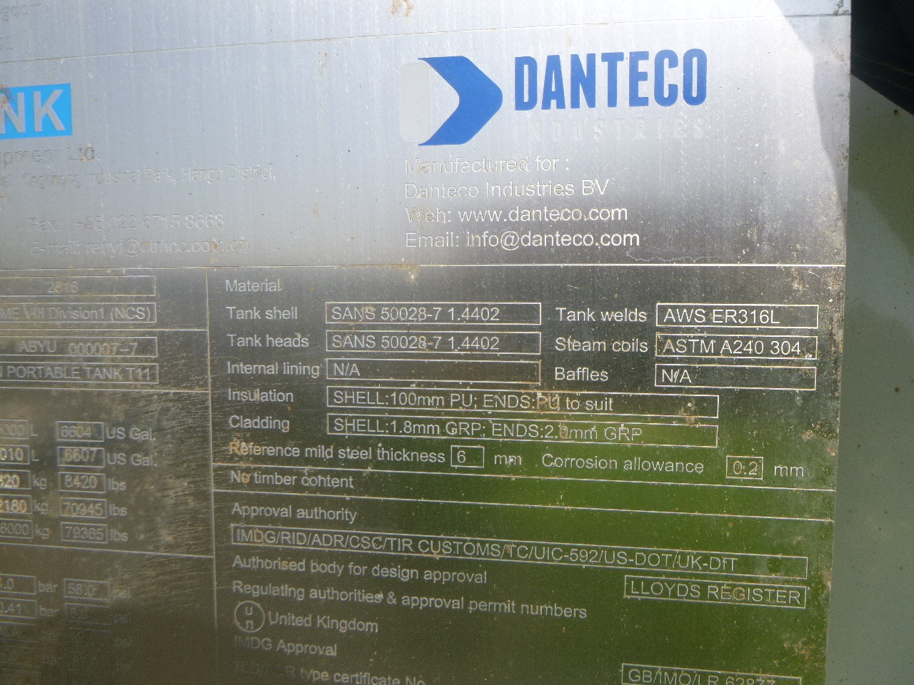 Tank container, Semi-trailer Danteco Food tank container inox 20 ft / 25 m3 / 1 comp: picture 21