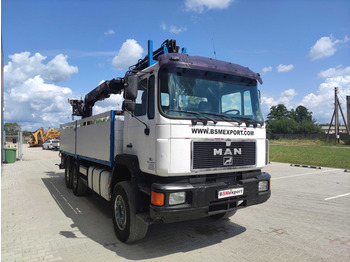 Dropside/ Flatbed truck, Crane truck MAN 26.342 flatbed truck: picture 2