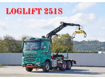 Logging truck, Crane truck Mercedes-Benz AROCS 3363 *HOLZTRANSPORTER * LOGLIFT 251S /6x4: picture 1