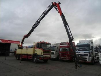 Dropside/ Flatbed truck, Crane truck Scania 124-400 6X4 MET PALFINGER PK35000 + FLY JIP REMO: picture 1