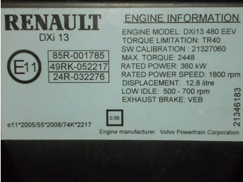 Engine for Truck Renault 21327060//21346183//318946 //DXI 13 480 PK EEV EURO 5: picture 5