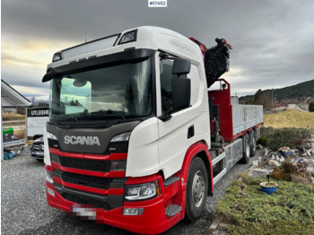 Crane truck, Dropside/ Flatbed truck Scania P500: picture 1