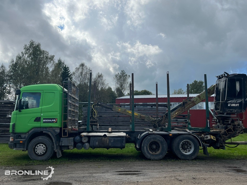 2001 Scania R144 6x4 Loglift + 1997 Närko TP3-RT-280 - Logging truck: picture 3 2001 Scania R144 6x4 Loglift + 1997 Närko TP3-RT-280 - Logging truck: picture 3