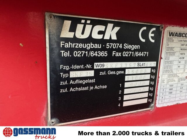 LÜCK SKF 35, Stahlmulde ca. 37m³, Liftachse - Tipper semi-trailer: picture 3 LÜCK SKF 35, Stahlmulde ca. 37m³, Liftachse - Tipper semi-trailer: picture 3
