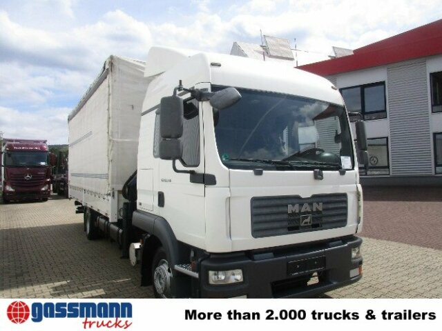 Curtainsider truck, Crane truck MAN TGL 12.240BL 4x2, mit Kran Hiab 088 mit Funk: picture 14