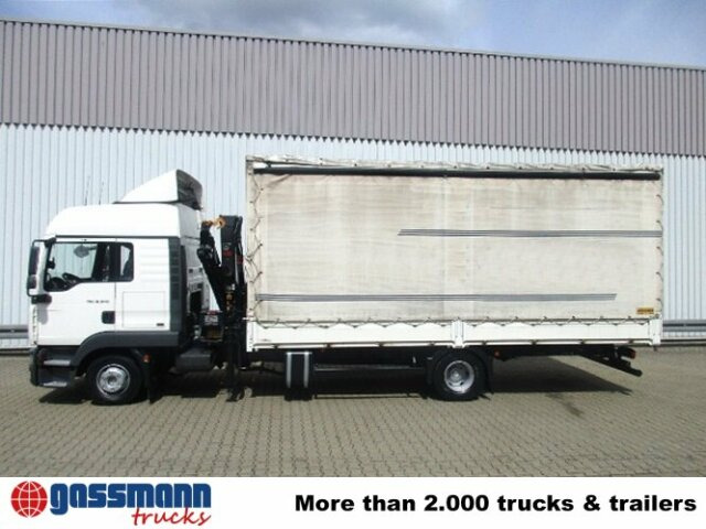 Curtainsider truck, Crane truck MAN TGL 12.240BL 4x2, mit Kran Hiab 088 mit Funk: picture 10