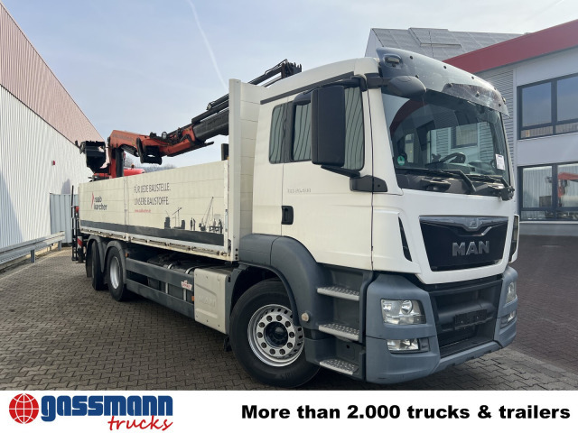 Dropside/ Flatbed truck, Crane truck MAN TGS 26.400 6x2-4 LL, Navi, Lenk-/Liftachse,: picture 8