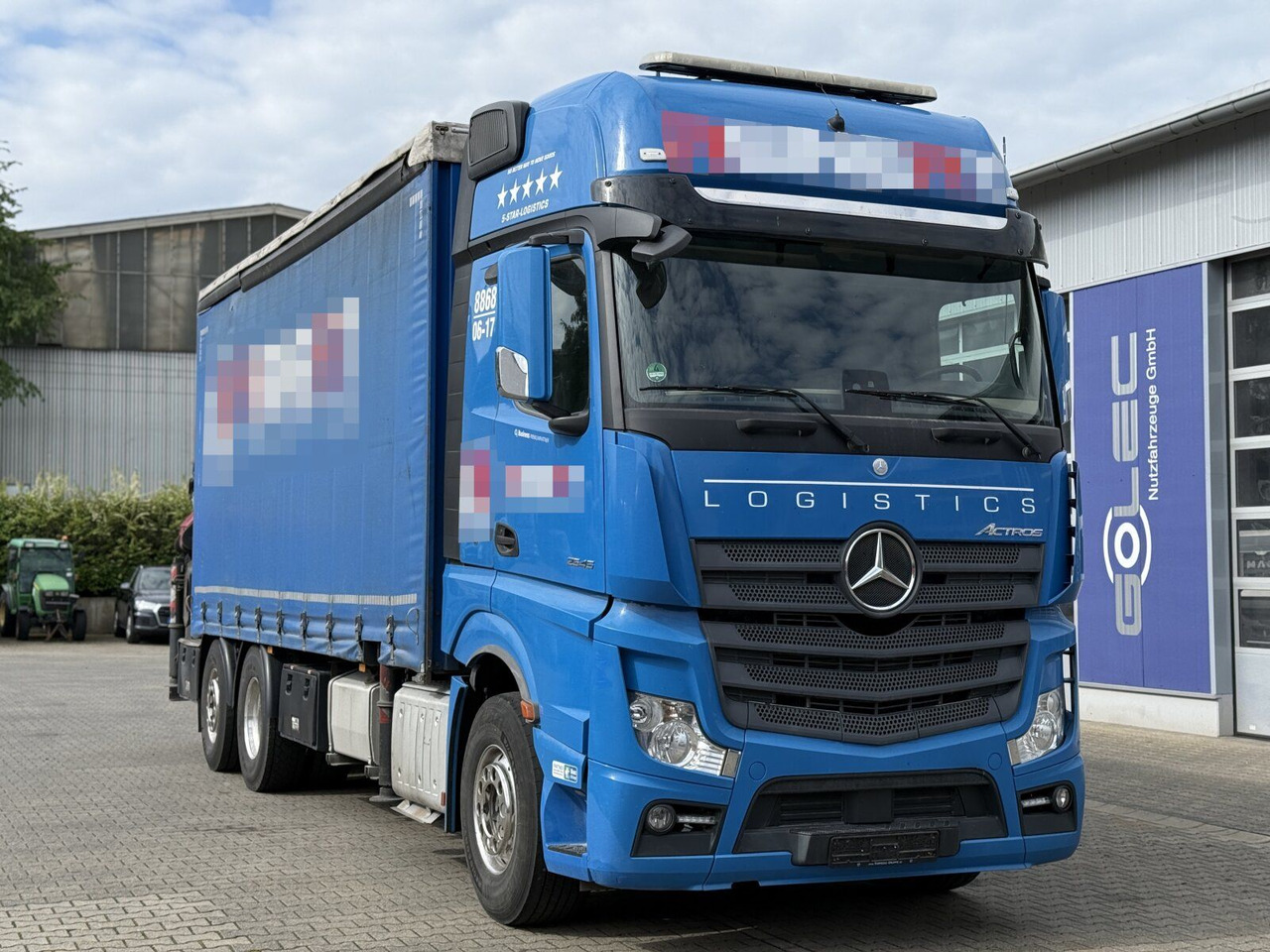 Mercedes-Benz Actros 6x2 Pritsche Kran Palfinger PK34002 + JIB - Curtainsider truck, Crane truck: picture 1 Mercedes-Benz Actros 6x2 Pritsche Kran Palfinger PK34002 + JIB - Curtainsider truck, Crane truck: picture 1