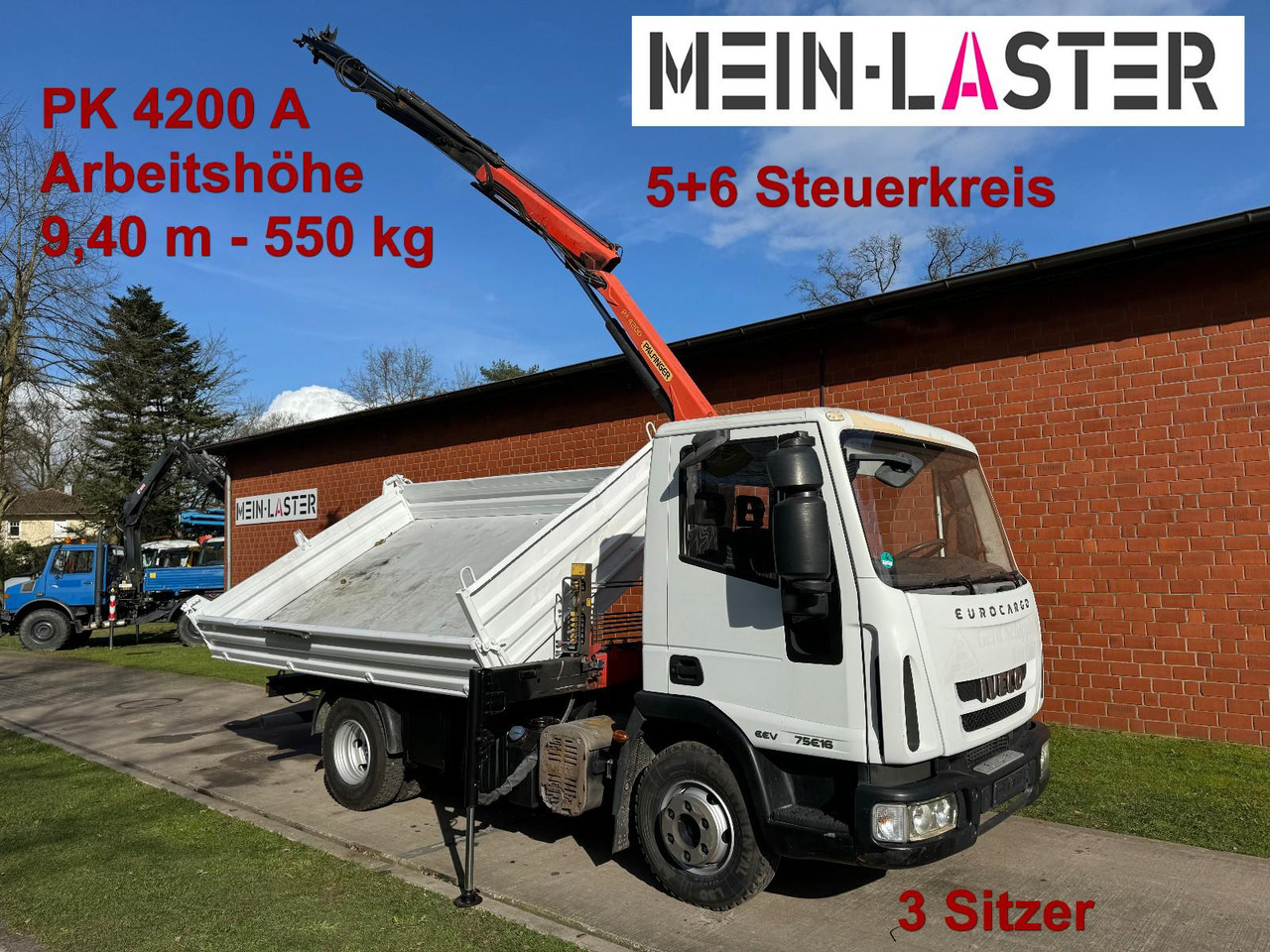 Iveco ML75E16 3 S-Kipper Kran PK 9,4m-550 kg Greifer - Tipper, Crane truck: picture 1 Iveco ML75E16 3 S-Kipper Kran PK 9,4m-550 kg Greifer - Tipper, Crane truck: picture 1