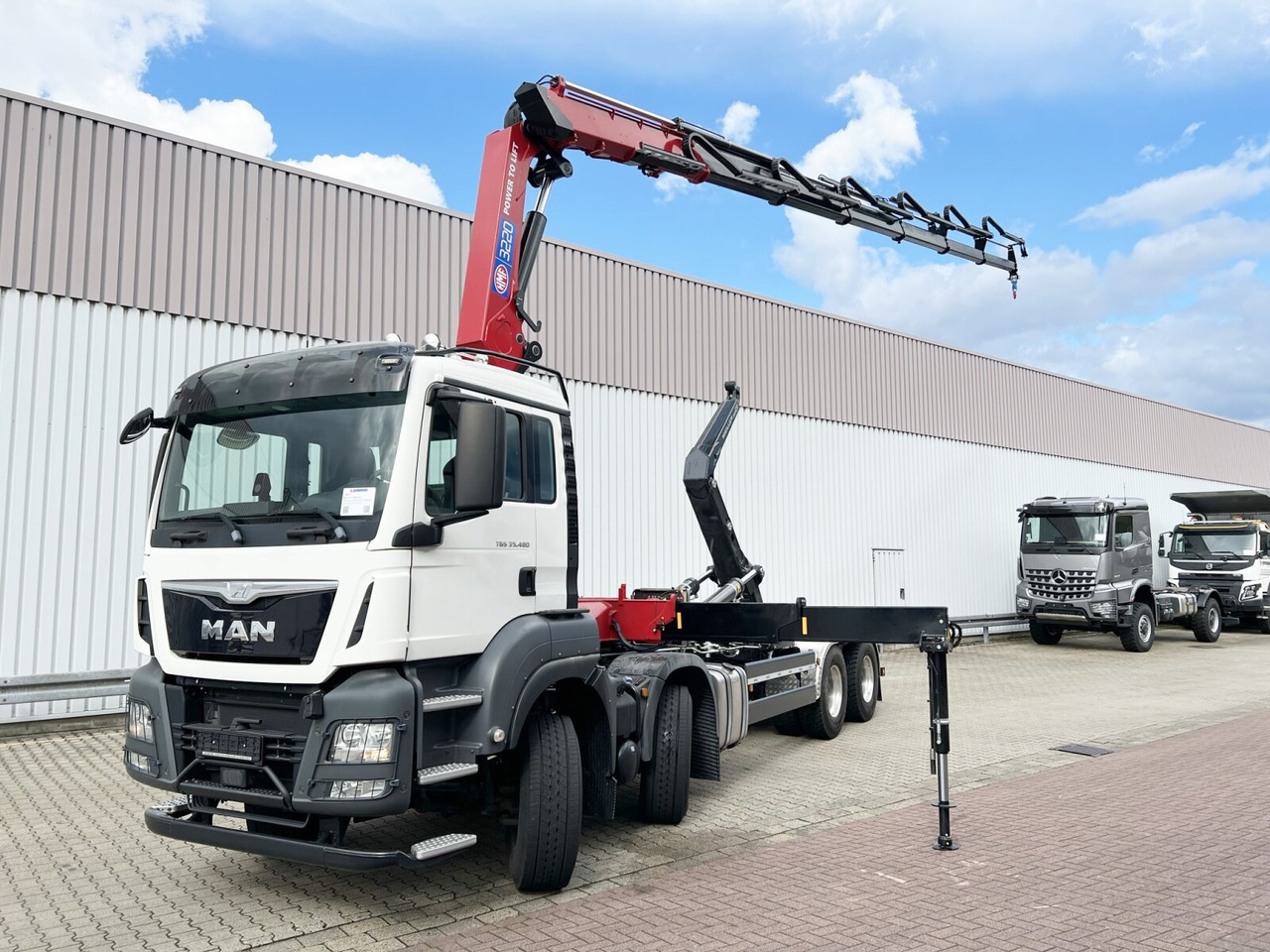 New Hook lift truck, Crane truck MAN TGS 35.480 8X4 BL TGS 35.480 8X4 BL, Intarder, Kran HMF 3220-K6, 4-fach Abstützung, Funk: picture 9