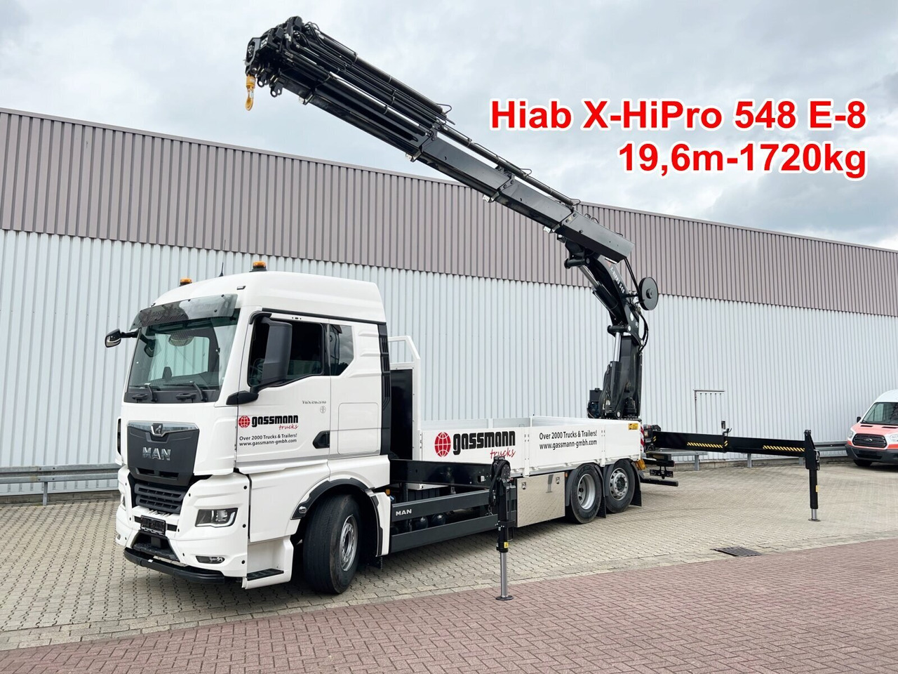 MAN TGX 26.510 6x2-4 LL CH TGX 26.510 6x2-4 LL, Kran Hiab X-HiPro 548 E-8, Lenk-/Liftachse, TwistLock 20Fuß, Funk, Retarder - Crane truck, Dropside/ Flatbed truck: picture 1 MAN TGX 26.510 6x2-4 LL CH TGX 26.510 6x2-4 LL, Kran Hiab X-HiPro 548 E-8, Lenk-/Liftachse, TwistLock 20Fuß, Funk, Retarder - Crane truck, Dropside/ Flatbed truck: picture 1