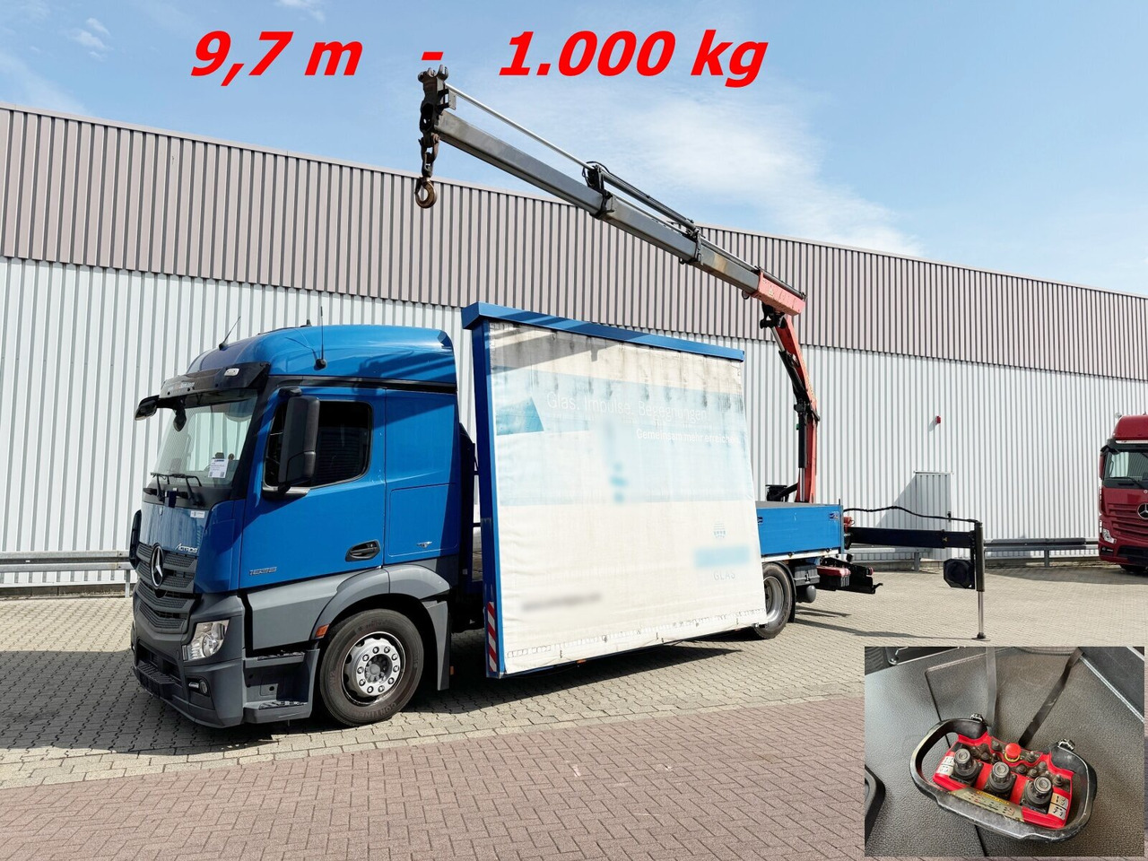 Mercedes-Benz Actros 1836 L 4x2 Actros 1836 L 4x2, Glastransporter, Heckkran Palfinger Pk 12002-EH, Funk - Crane truck: picture 1 Mercedes-Benz Actros 1836 L 4x2 Actros 1836 L 4x2, Glastransporter, Heckkran Palfinger Pk 12002-EH, Funk - Crane truck: picture 1