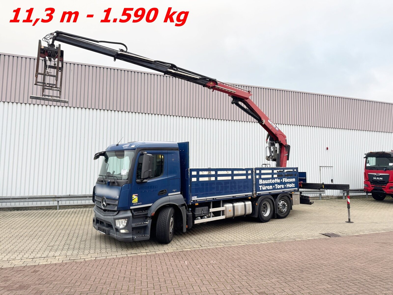 Mercedes-Benz Antos 2540 L 6x2 Antos 2540 L 6x2, Lenkachse, HMF 2110-L3 Heckkran - Crane truck, Dropside/ Flatbed truck: picture 1 Mercedes-Benz Antos 2540 L 6x2 Antos 2540 L 6x2, Lenkachse, HMF 2110-L3 Heckkran - Crane truck, Dropside/ Flatbed truck: picture 1