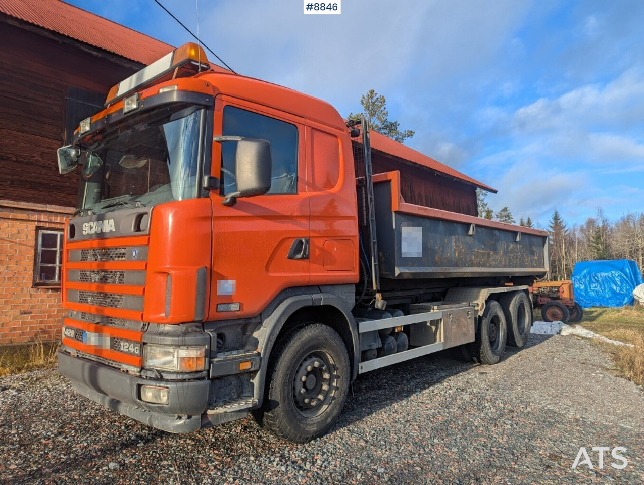 Hook Truck Scania R124BG 6x2 with gravel flatbed (SEE VIDEO) - Hook lift truck: picture 1 Hook Truck Scania R124BG 6x2 with gravel flatbed (SEE VIDEO) - Hook lift truck: picture 1