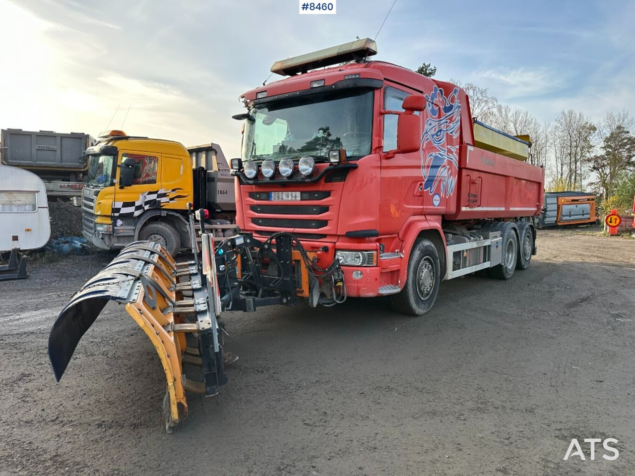 Tipper truck, Scania G410, Front plow, Salt spreader (See video) - Tipper, Snow removal vehicle: picture 1 Tipper truck, Scania G410, Front plow, Salt spreader (See video) - Tipper, Snow removal vehicle: picture 1