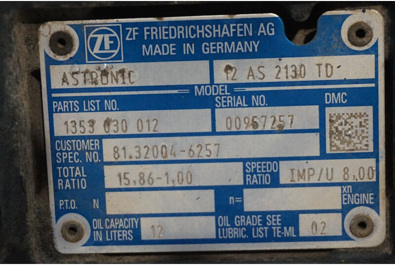 ZF 12AS2130DD TGS 81.32004-6257 - Gearbox for Truck: picture 5 ZF 12AS2130DD TGS 81.32004-6257 - Gearbox for Truck: picture 5