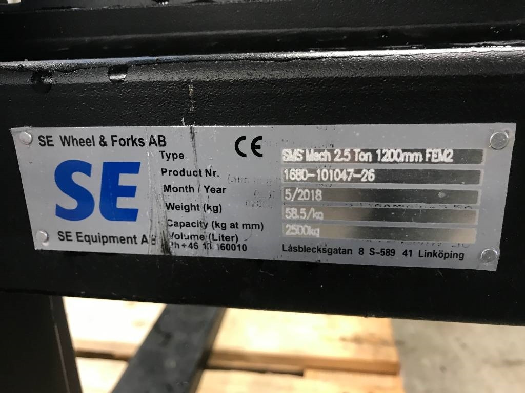 Pallgafflar 2,5 ton SMS / Trima SE - Forks for Construction machinery: picture 5 Pallgafflar 2,5 ton SMS / Trima SE - Forks for Construction machinery: picture 5