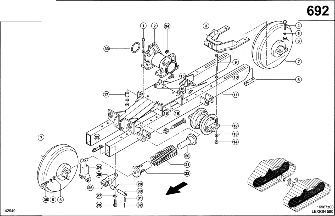Claas Lexion 580 RAMA PODWOZIA 0007547391 (Półgąsienica stalowa; rama podwozia) - Undercarriage parts for Combine harvester: picture 1 Claas Lexion 580 RAMA PODWOZIA 0007547391 (Półgąsienica stalowa; rama podwozia) - Undercarriage parts for Combine harvester: picture 1