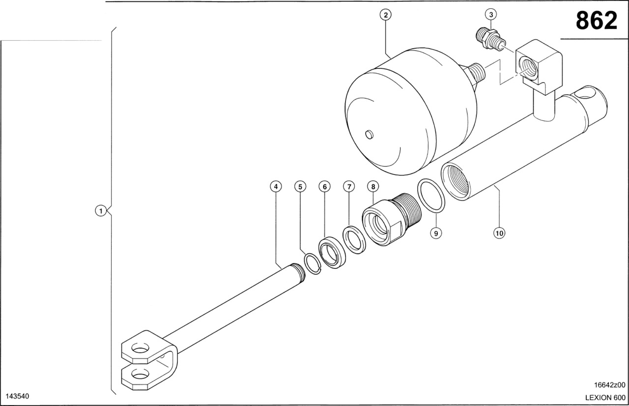 Claas Lexion 600 RURA CYLINDRA 0000419330 (Siłownik hydr. przestawianie klepiska, prawy) - Hydraulic cylinder for Agricultural machinery: picture 1 Claas Lexion 600 RURA CYLINDRA 0000419330 (Siłownik hydr. przestawianie klepiska, prawy) - Hydraulic cylinder for Agricultural machinery: picture 1
