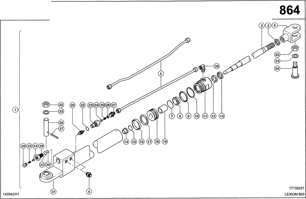 Claas Lexion 600 TŁOCZYSKO 0000427660 (Siłownik hydr.rura rozładowcza zbiornika ziarna) - Hydraulic cylinder for Agricultural machinery: picture 1 Claas Lexion 600 TŁOCZYSKO 0000427660 (Siłownik hydr.rura rozładowcza zbiornika ziarna) - Hydraulic cylinder for Agricultural machinery: picture 1