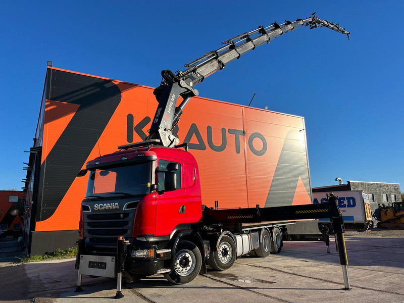 Scania R 520 8x4 COMBI / HIAB 1058E-8 + JIB / PLATFORM L=6269 mm - Dropside/ Flatbed truck, Crane truck: picture 1 Scania R 520 8x4 COMBI / HIAB 1058E-8 + JIB / PLATFORM L=6269 mm - Dropside/ Flatbed truck, Crane truck: picture 1