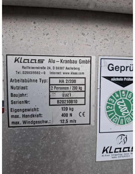 Tower crane KLAAS ALU-KRANBAU GMBH K400 RSX: picture 9 Tower crane KLAAS ALU-KRANBAU GMBH K400 RSX: picture 9