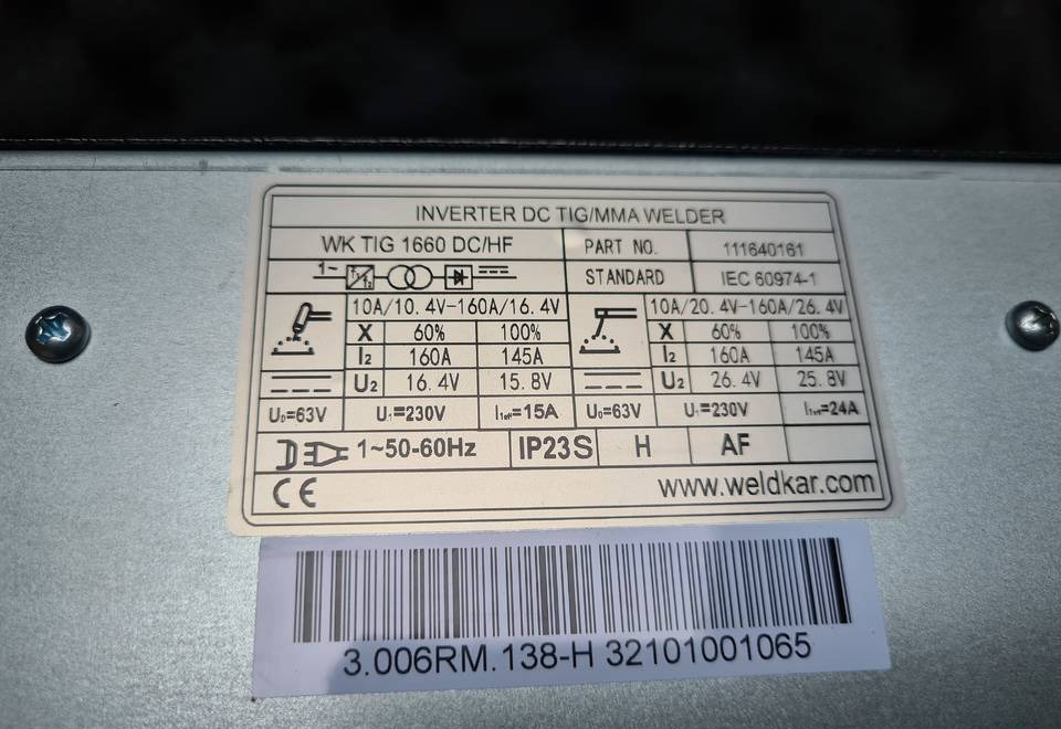 New Welding equipment Spawarka Tig WELDKAR WK 1660 DC/HF 160 A: picture 6 New Welding equipment Spawarka Tig WELDKAR WK 1660 DC/HF 160 A: picture 6