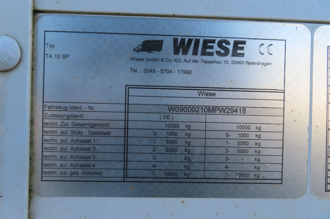 Curtainsider trailer Wiese Tandem Planenanhänger: picture 15 Curtainsider trailer Wiese Tandem Planenanhänger: picture 15