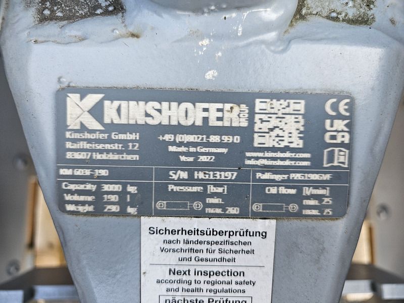Clamshell bucket for Construction machinery kinshofer ksm 603F-190 unused hiab palfinger: picture 6