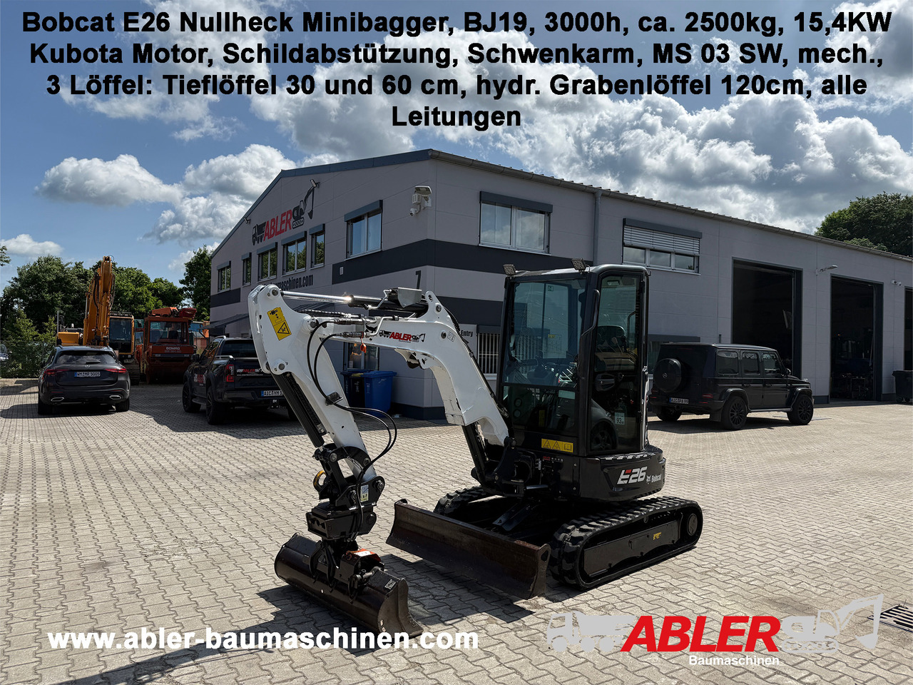 Bobcat E26 Nullheck Minibagger MS03 3 Löffel - Excavator: picture 1 Bobcat E26 Nullheck Minibagger MS03 3 Löffel - Excavator: picture 1