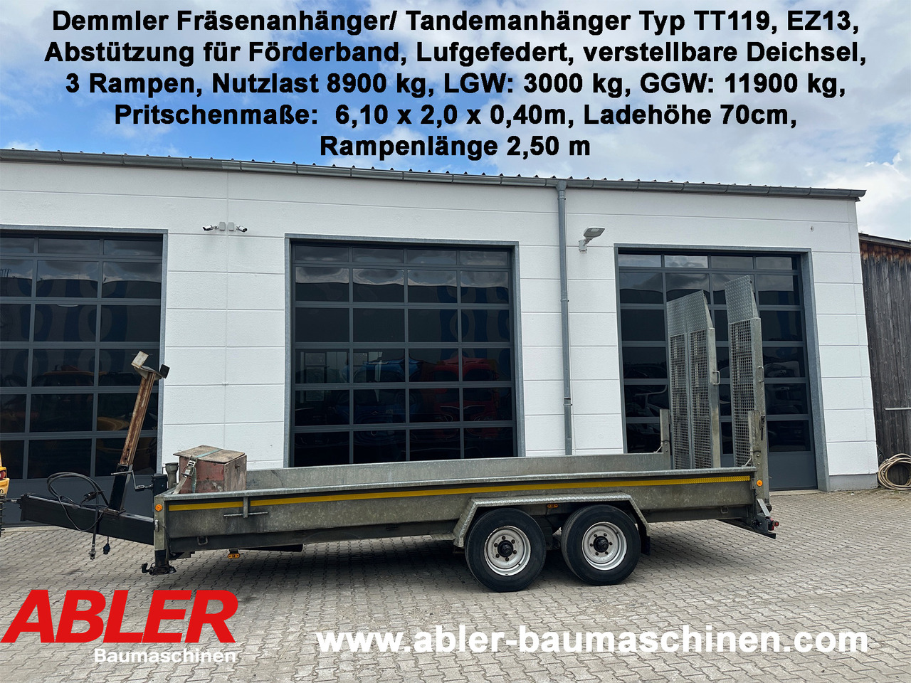 Demmler Tandem-Tiefladeranhänger Fräsenanhänger - Low loader trailer: picture 1 Demmler Tandem-Tiefladeranhänger Fräsenanhänger - Low loader trailer: picture 1