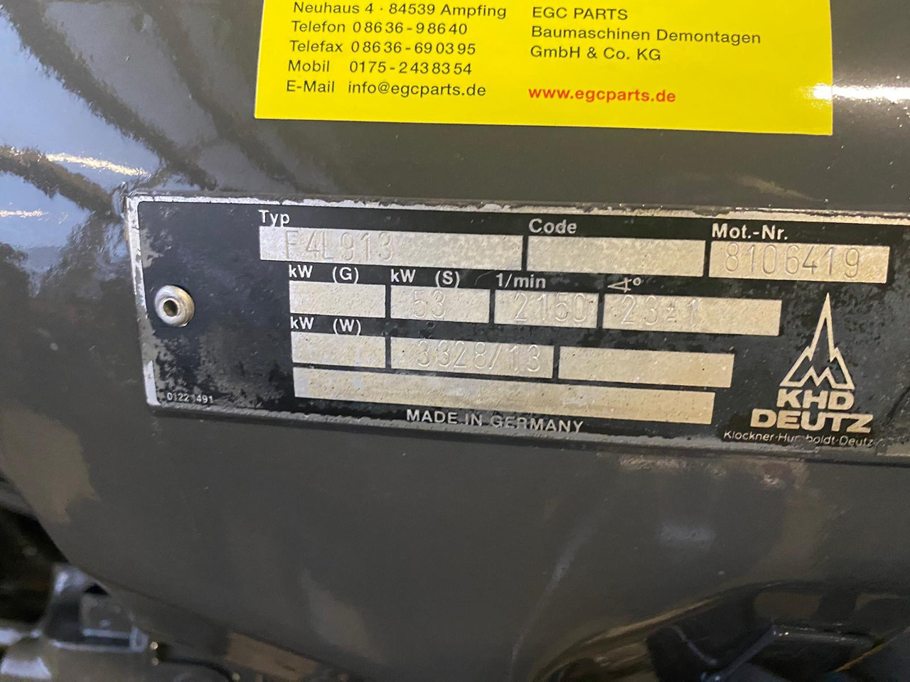 Deutz F4L913 - Engine for Construction machinery: picture 3 Deutz F4L913 - Engine for Construction machinery: picture 3