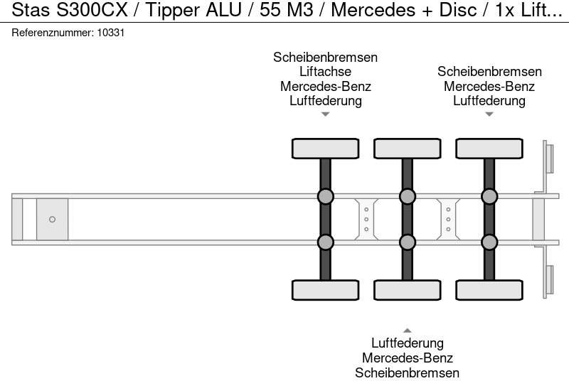 Tipper semi-trailer Stas S300CX / Tipper ALU / 55 M3 / Mercedes + Disc / 1x Lift Axle: picture 12