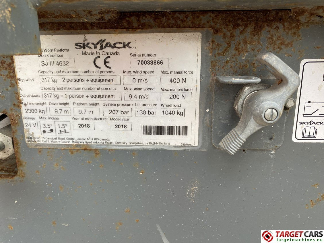 Scissor lift SKYJACK SJIII-4632 ELECTRIC SJ-4632 SCISSOR WORK LIFT 2018 70038866 212HRS 1170CM: picture 10