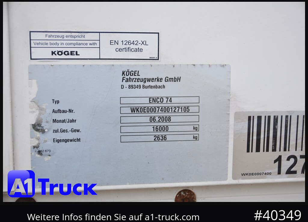 Curtainside swap body KOEGEL 7.45  BDF Wechselbrücke, neue Plane: picture 8