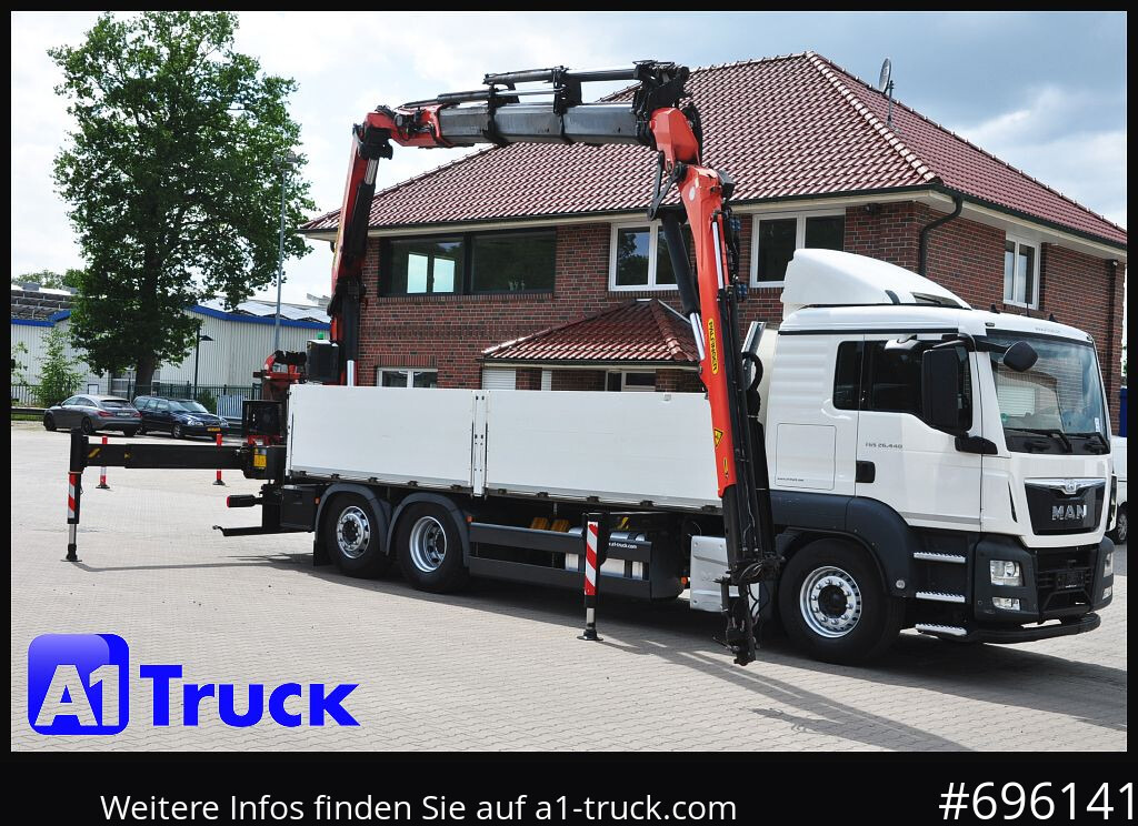 MAN TGS 26.440, PK27002 Jib 21m, Funk, Lift-Lenkachse, - Dropside/ Flatbed truck, Crane truck: picture 1 MAN TGS 26.440, PK27002 Jib 21m, Funk, Lift-Lenkachse, - Dropside/ Flatbed truck, Crane truck: picture 1