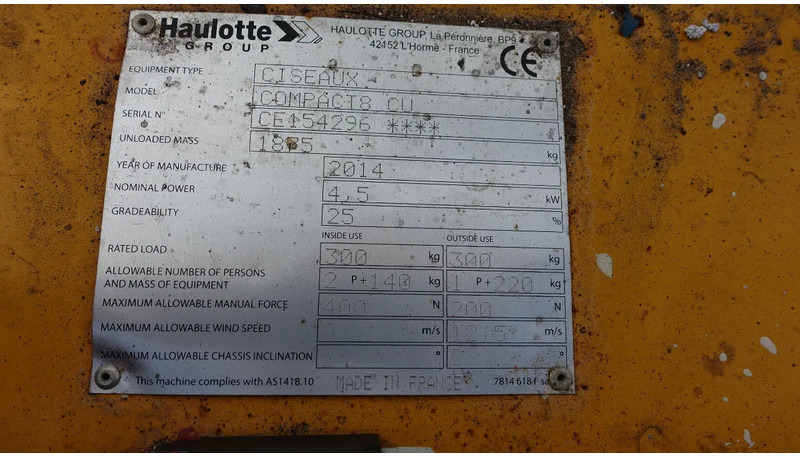 Haulotte Compact 8CU - Scissor lift: picture 3 Haulotte Compact 8CU - Scissor lift: picture 3