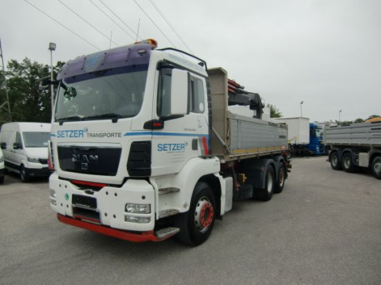 MAN TGS 26.400 3-Seitenkipper, 6x2-2 Lenkachse HIAB 144ES -3DUO - Tipper, Crane truck: picture 1 MAN TGS 26.400 3-Seitenkipper, 6x2-2 Lenkachse HIAB 144ES -3DUO - Tipper, Crane truck: picture 1