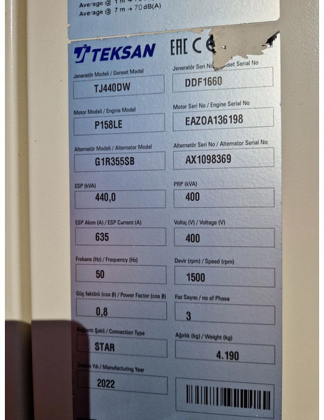 Generator set Doosan UNUSED Teksan TJ440DW generator 440kVA Doosan 8-cilinder: picture 15