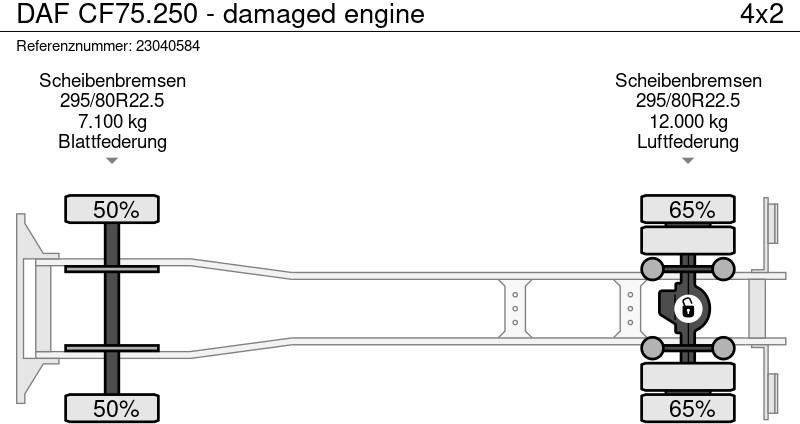 Box truck DAF CF75.250 - damaged engine: picture 10