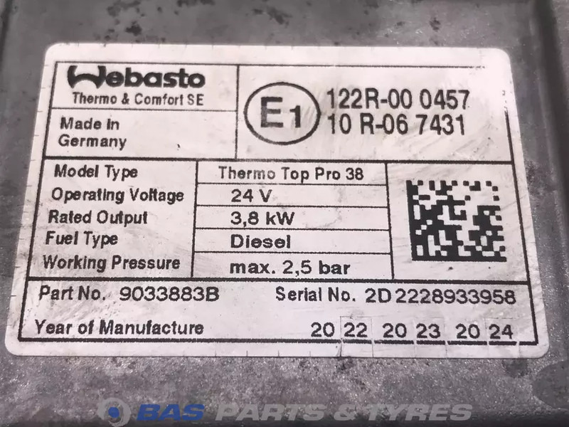 Webasto Thermo Top Pro 38 Standkachel 2289937 - Heating/ Ventilation for Truck: picture 4 Webasto Thermo Top Pro 38 Standkachel 2289937 - Heating/ Ventilation for Truck: picture 4