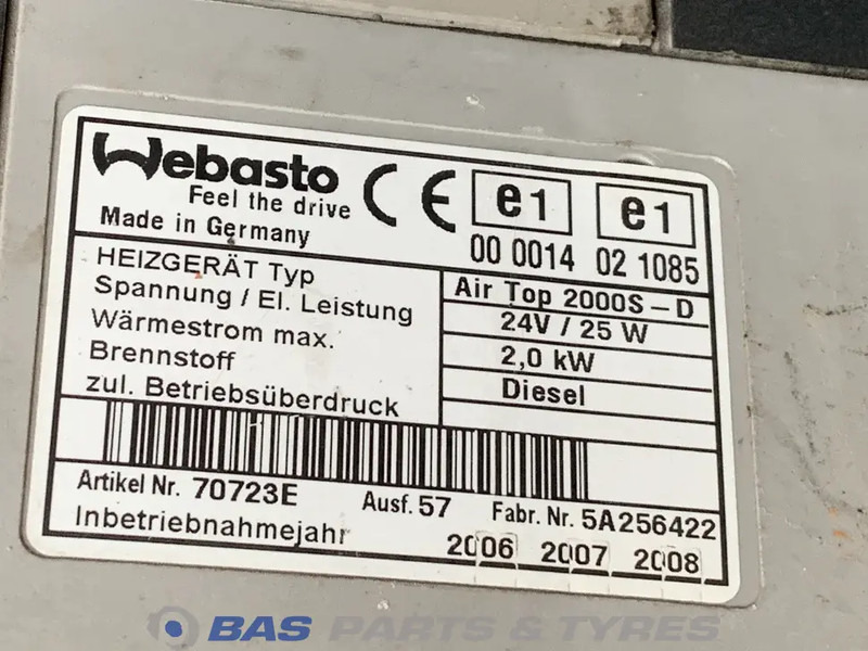 Webasto Universeel Standkachel 20383404 - Heating/ Ventilation for Truck: picture 5 Webasto Universeel Standkachel 20383404 - Heating/ Ventilation for Truck: picture 5