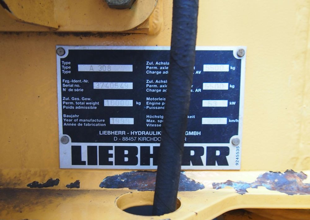 Pozostałe części Liebherr Liebherr A308 1999 Koparka kołowa Liebherr 308 - Excavator: picture 3 Pozostałe części Liebherr Liebherr A308 1999 Koparka kołowa Liebherr 308 - Excavator: picture 3