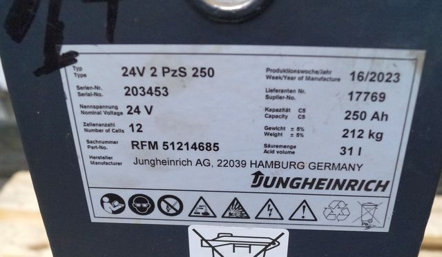 Jungheinrich unknown | Battery 24 2PZS250 year 2022 weight 212 kg sn. 203453 out - Battery for Material handling equipment: picture 3 Jungheinrich unknown | Battery 24 2PZS250 year 2022 weight 212 kg sn. 203453 out - Battery for Material handling equipment: picture 3