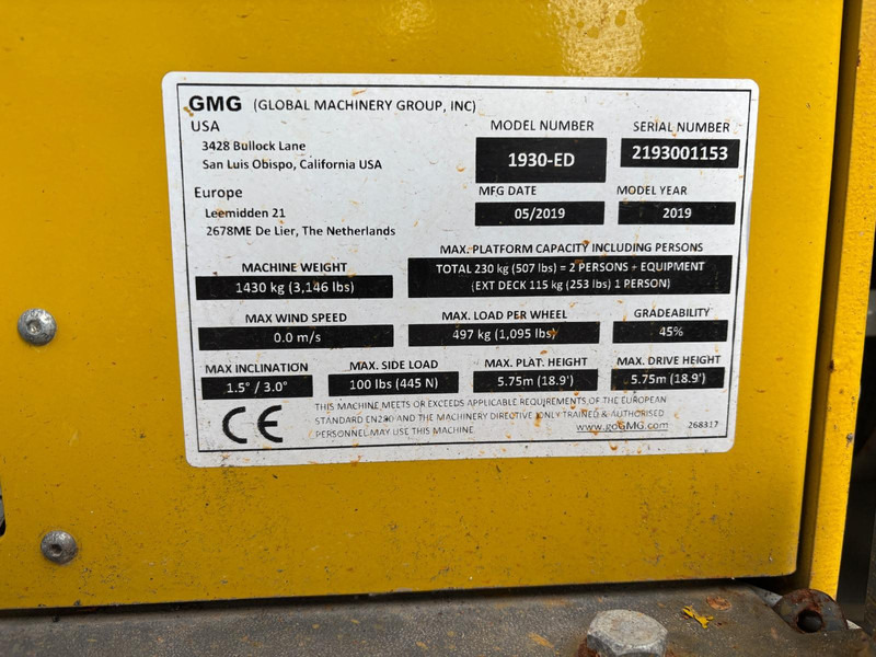 GMG 1930-ED **Genie GS1930/JLG 1930ES - Scissor lift: picture 5 GMG 1930-ED **Genie GS1930/JLG 1930ES - Scissor lift: picture 5